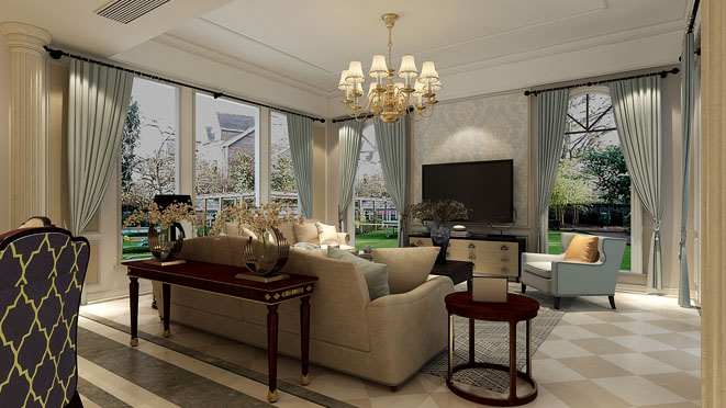 梵克雅堡别墅800㎡美式风格装修效果图，兼收并蓄