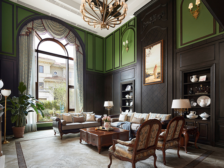 銀湖花園丨700㎡美式復(fù)古別墅裝修，演繹著復(fù)古與精致的交融之美